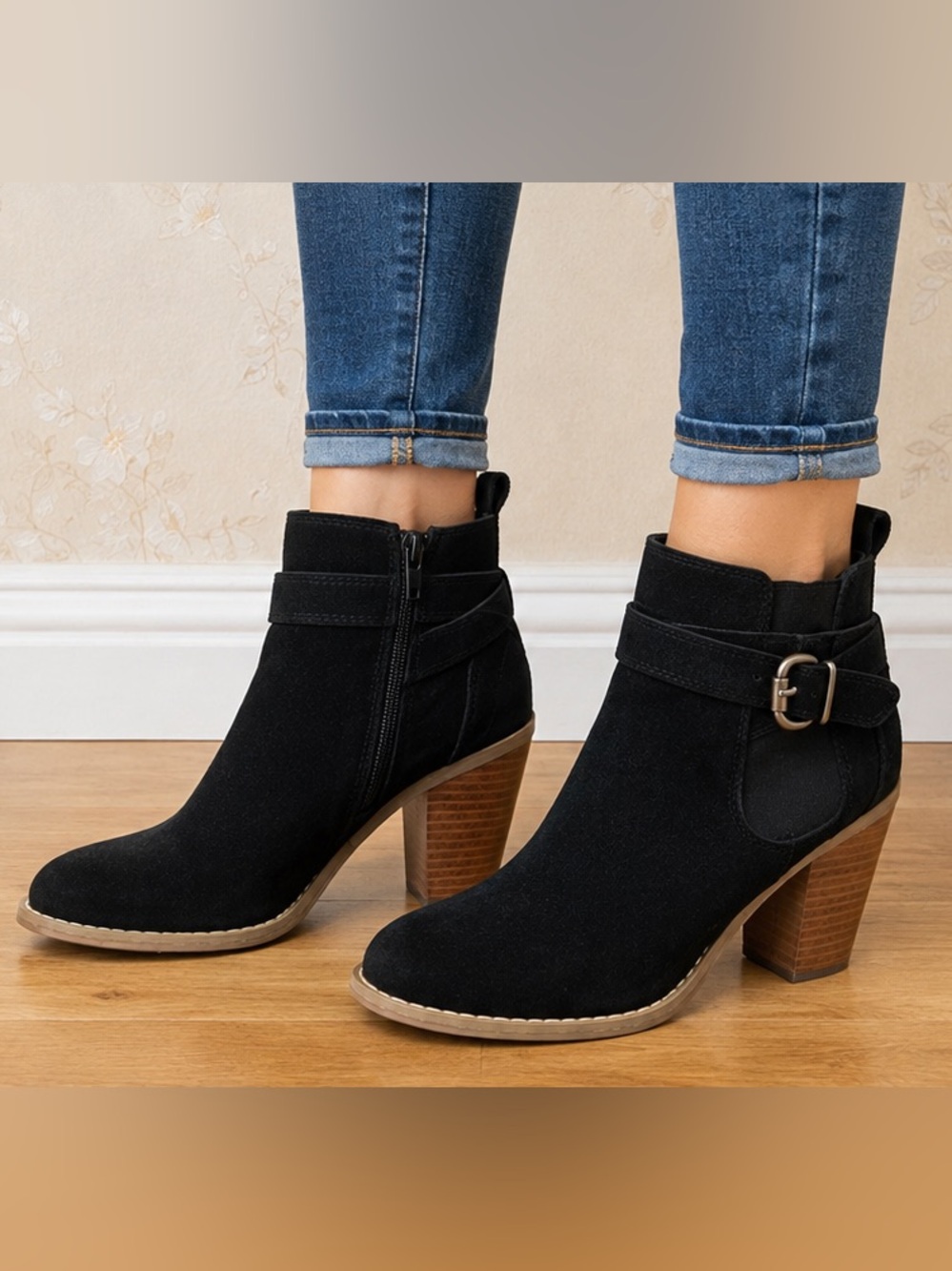 Kensie Galvon Black Suede Ankle Boots | Buckle Detail | Fall Ready